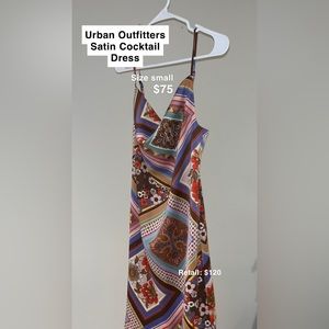 Mini satin cocktail dress.